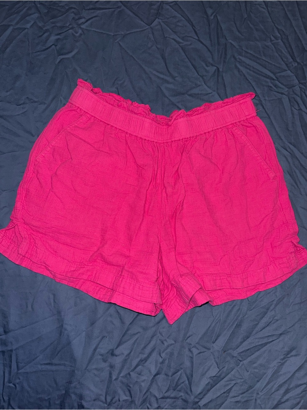 J. Crew Hot Pink High-Waist Ruffle Shorts